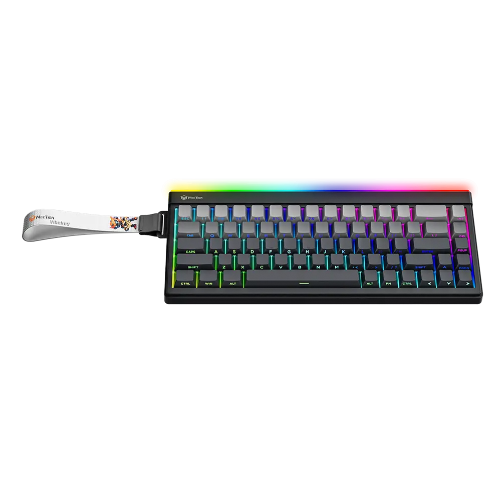 Meetion VibeKey B68 Tri-Mode Gaming Keyboard | 68 Keys · Membrane | USB + 2.4GHz + Bluetooth | RGB Backlight · ABS Double-Shot Keycaps | 4000mAh · 22h Battery | White