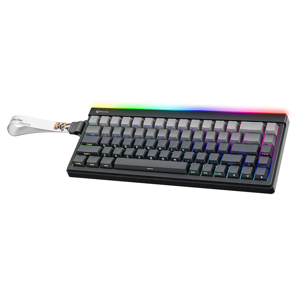 Meetion VibeKey B68 Tri-Mode Gaming Keyboard | 68 Keys · Membrane | USB + 2.4GHz + Bluetooth | RGB Backlight · ABS Double-Shot Keycaps | 4000mAh · 22h Battery | White
