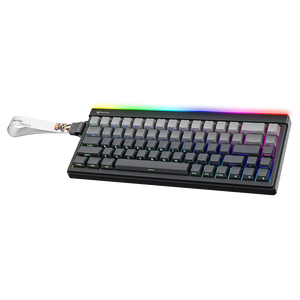 Meetion VibeKey B68 Tri-Mode Gaming Keyboard | 68 Keys · Membrane | USB + 2.4GHz + Bluetooth | RGB Backlight · ABS Double-Shot Keycaps | 4000mAh · 22h Battery | White