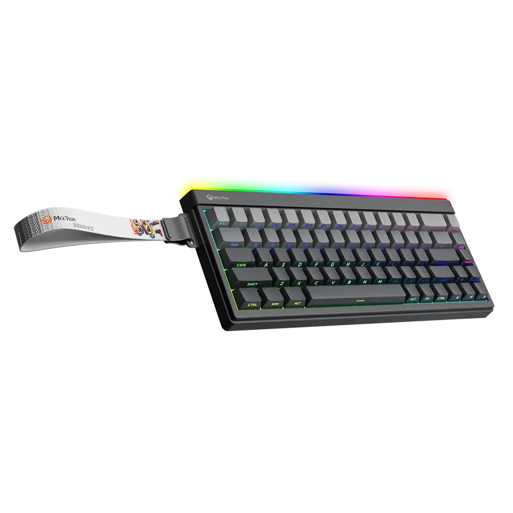 Meetion VibeKey B68 Tri-Mode Gaming Keyboard | 68 Keys · Membrane | USB + 2.4GHz + Bluetooth | RGB Backlight · ABS Double-Shot Keycaps | 4000mAh · 22h Battery | White