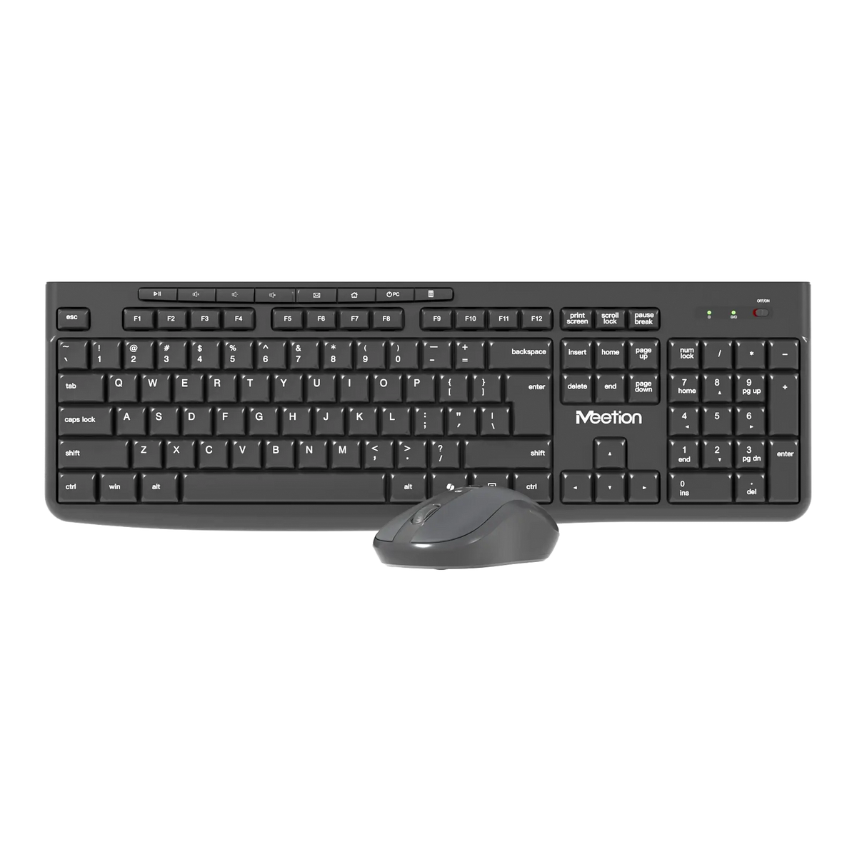 Meetion CW295 Silent Wireless Keyboard and Mouse Combo | 2.4GHz · 10 m Range | 112-Key Keyboard · 4-Button Mouse | 800–3200 DPI | ~800 h Keyboard · ~250 h Mouse Battery | Black