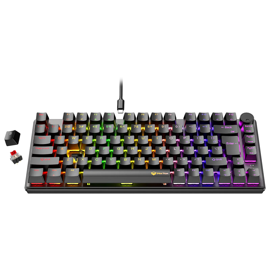Meetion MK006 Pro Mechanical Gaming Keyboard | 75% · 80/81 Keys | Hot-Swappable Red Switches | RGB 16.8M · 18 Modes | Vo