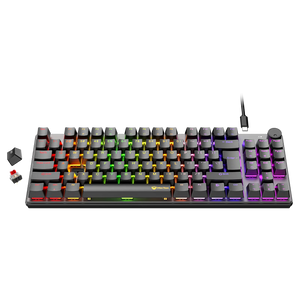 Meetion MK008 Pro Mechanical Gaming Keyboard | 80% TKL · 87/88 Keys | Hot-Swappable Red Switches | RGB 16.8M · 18 Modes | Volume Knob | Detachable Type-C | AR/EN Keycaps