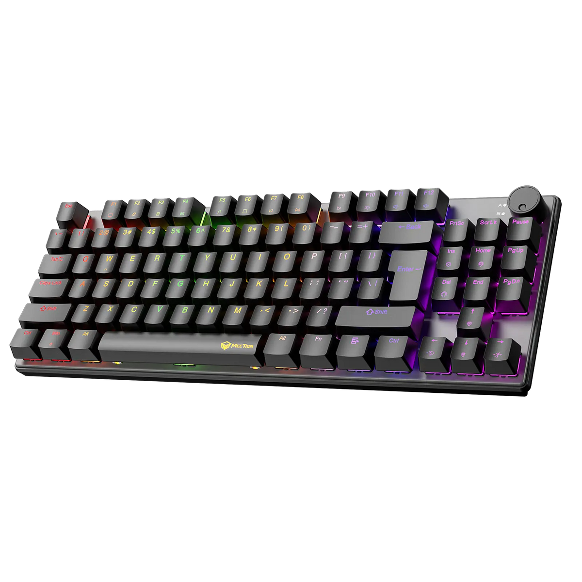 Meetion MK008 Pro Mechanical Gaming Keyboard | 80% TKL · 87/88 Keys | Hot-Swappable Red Switches | RGB 16.8M · 18 Modes | Volume Knob | Detachable Type-C | AR/EN Keycaps