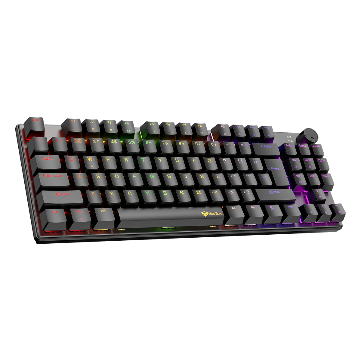 Meetion MK008 Pro Mechanical Gaming Keyboard | 80% TKL · 87/88 Keys | Hot-Swappable Red Switches | RGB 16.8M · 18 Modes | Volume Knob | Detachable Type-C | AR/EN Keycaps