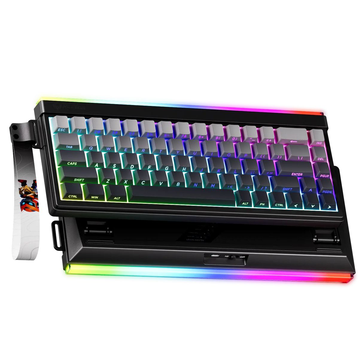 Meetion VibeKey B68 Tri-Mode Gaming Keyboard | 68 Keys · Membrane | USB + 2.4GHz + Bluetooth | RGB Backlight · ABS Double-Shot Keycaps | 4000mAh · 22h Battery | White