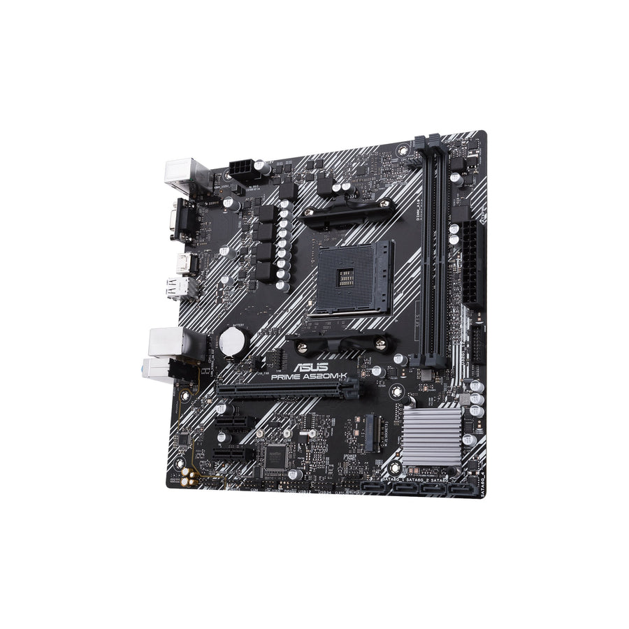 ASUS PRIME A520M-K AMD A520 Micro-ATX Motherboard | Socket AM4 · Ryzen 5000/4000G/3000 | 2× DDR4 · 64GB · 5100 MHz (OC) 