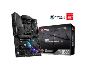 MSI MPG B550 Gaming Plus | AMD AM4 ATX Motherboard | DDR4 4400+ | PCIe 4.0 | Dual M.2 with Shield Frozr | 2.5G LAN | USB 3.2 Gen 2 | Mystic Light RGB | For Ryzen 3000/4000/5000 Series