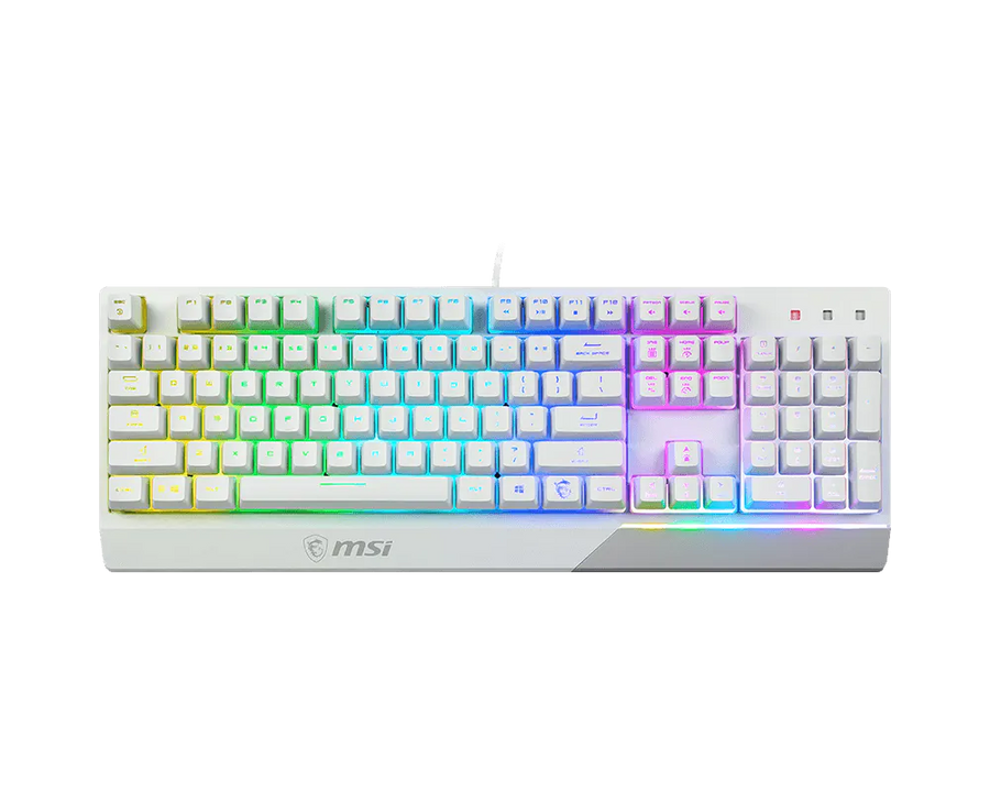 MSI Vigor GK30 White Gaming Keyboard | Mechanical-Like Plunger Switches · 12M Keystrokes | RGB · 6 Zones · 7 Effects | 2