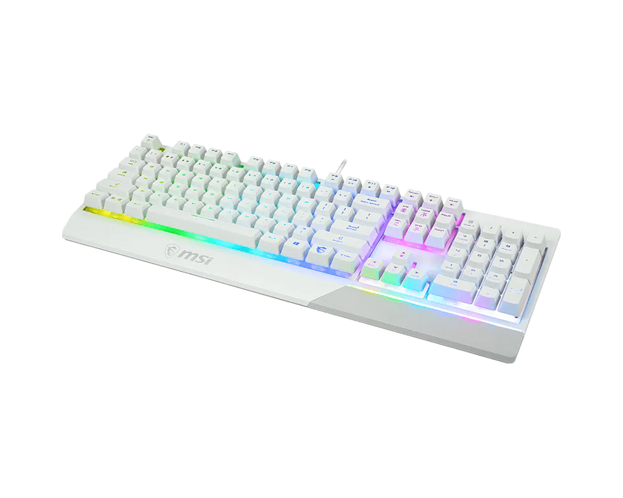 MSI Vigor GK30 White Gaming Keyboard | Mechanical-Like Plunger Switches · 12M Keystrokes | RGB · 6 Zones · 7 Effects | 2