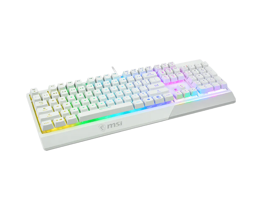 MSI Vigor GK30 White Gaming Keyboard | Mechanical-Like Plunger Switches · 12M Keystrokes | RGB · 6 Zones · 7 Effects | 2