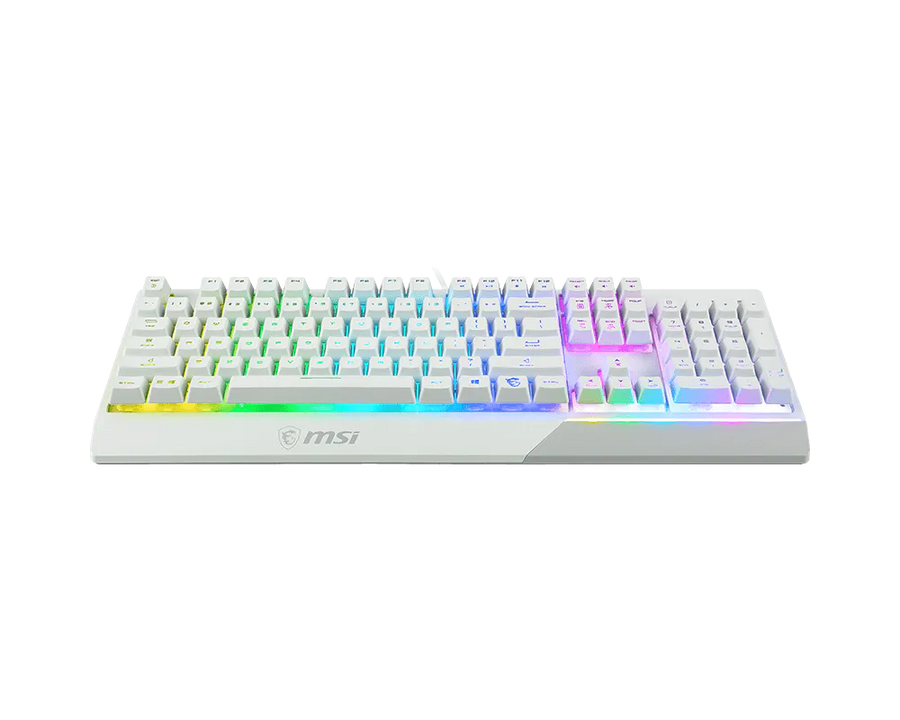 MSI Vigor GK30 White Gaming Keyboard | Mechanical-Like Plunger Switches · 12M Keystrokes | RGB · 6 Zones · 7 Effects | 2