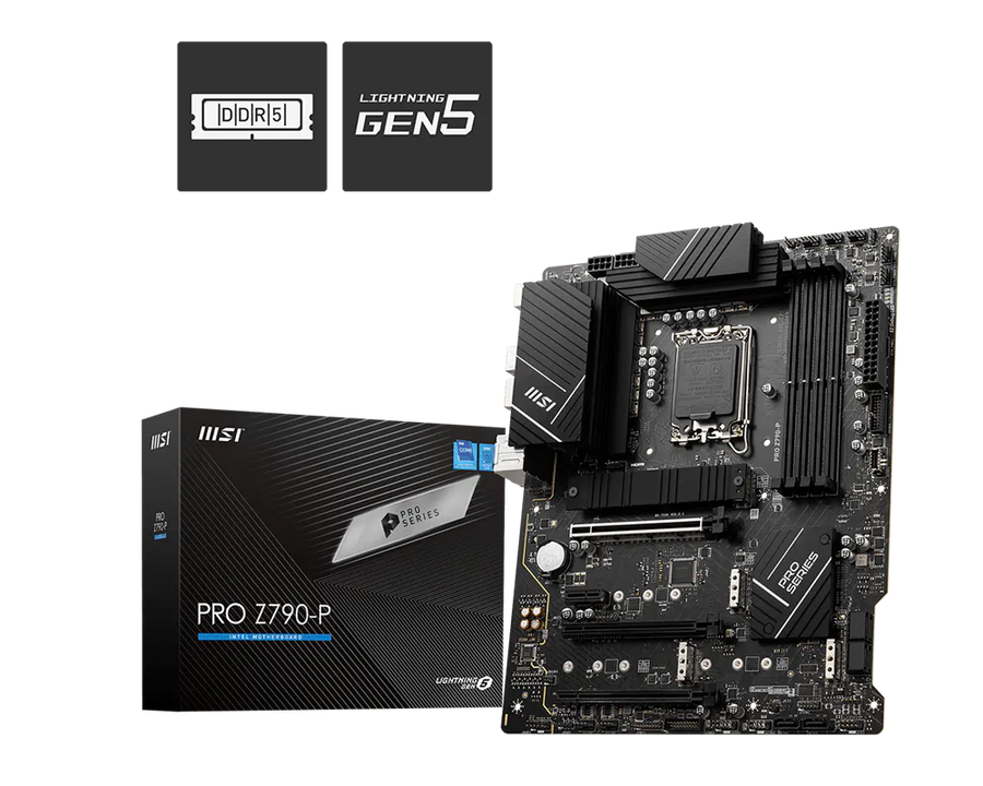 MSI PRO Z790-P | Intel LGA 1700 ATX Motherboard | DDR5 7000+ | PCIe 5.0 | M.2 Shield Frozr | 2.5G LAN | USB 3.2 Gen 2x2 | For Intel 12th/13th/14th Gen | Pro Series