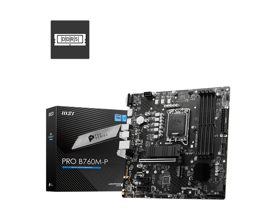 MSI PRO B760M-P DDR5 Motherboard | Intel B760 · LGA 1700 | 4× DDR5 up to 256GB · 6800+ MHz OC | 2× M.2 PCIe 4.0 · PCIe 4