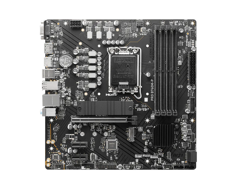 MSI PRO B760M-P DDR5 Motherboard | Intel B760 · LGA 1700 | 4× DDR5 up to 256GB · 6800+ MHz OC | 2× M.2 PCIe 4.0 · PCIe 4