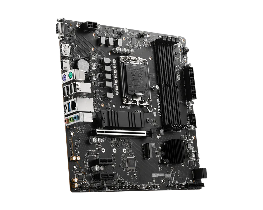 MSI PRO B760M-P DDR5 Motherboard | Intel B760 · LGA 1700 | 4× DDR5 up to 256GB · 6800+ MHz OC | 2× M.2 PCIe 4.0 · PCIe 4
