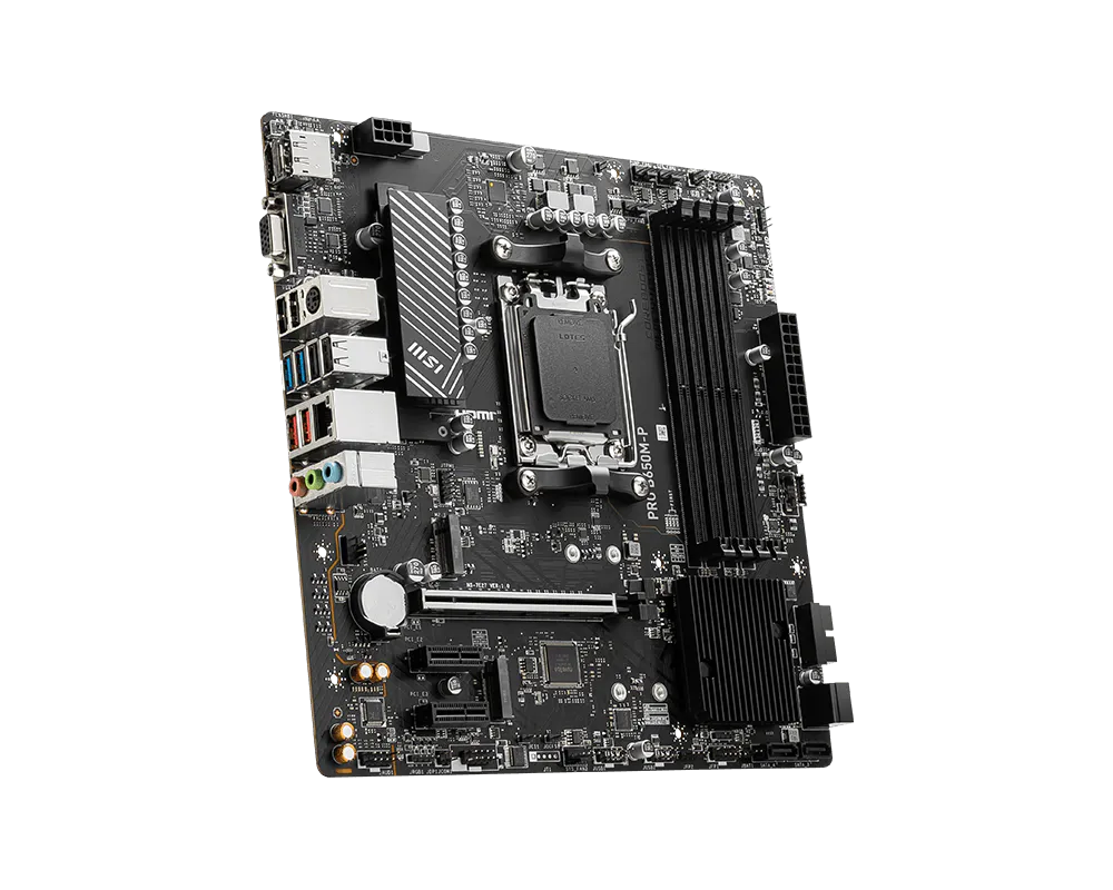 MSI PRO B650M-P Motherboard | AMD B650 · Socket AM5 | 4× DDR5 up to 256GB · 7200+ MHz OC | 2× M.2 PCIe 4.0 · PCIe 4.0 x16 | 2.5G LAN · USB-C 10Gbps | Micro-ATX | Black