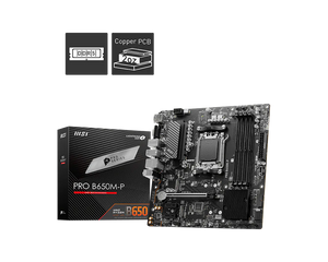 MSI PRO B650M-P Motherboard | AMD B650 · Socket AM5 | 4× DDR5 up to 256GB · 7200+ MHz OC | 2× M.2 PCIe 4.0 · PCIe 4.0 x16 | 2.5G LAN · USB-C 10Gbps | Micro-ATX | Black