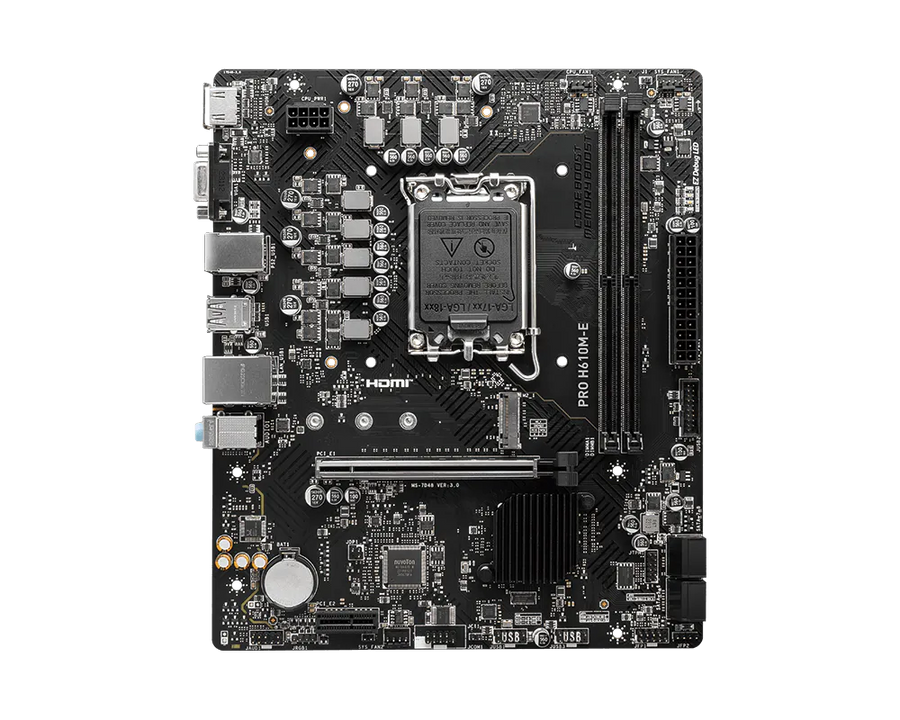 MSI PRO H610M-E Micro-ATX Motherboard | Intel H610 · LGA1700 | 12th/13th/14th Gen · 2x DDR5 up to 96GB · 5600MHz | PCIe 