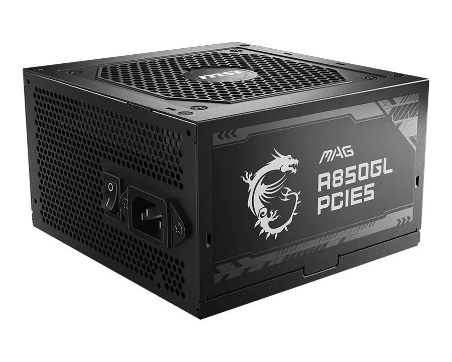 MSI MAG A850GL PCIE5 Fully Modular Gaming Power Supply 850W Black | 80+ Gold + Cybenetics Gold | ATX 3.1 + PCIe 5.1 | Native Dual-Color 12V-2x6 Cable | Compact 140mm | 120mm FDB Fan | 2x Power Excursion | 3x GPU Excursion | NVIDIA RTX 50 Ready