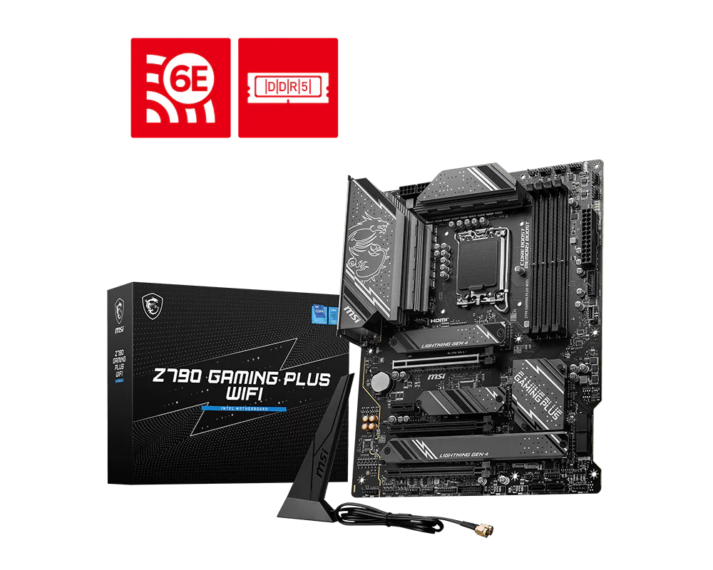 MSI Z790 Gaming Plus WiFi | Intel LGA 1700 ATX Motherboard | DDR5 7200+ | PCIe 5.0 | 4× M.2 with Shield Frozr | WiFi 6E | USB 3.2 Gen 2x2 | For Intel 12th/13th/14th Gen