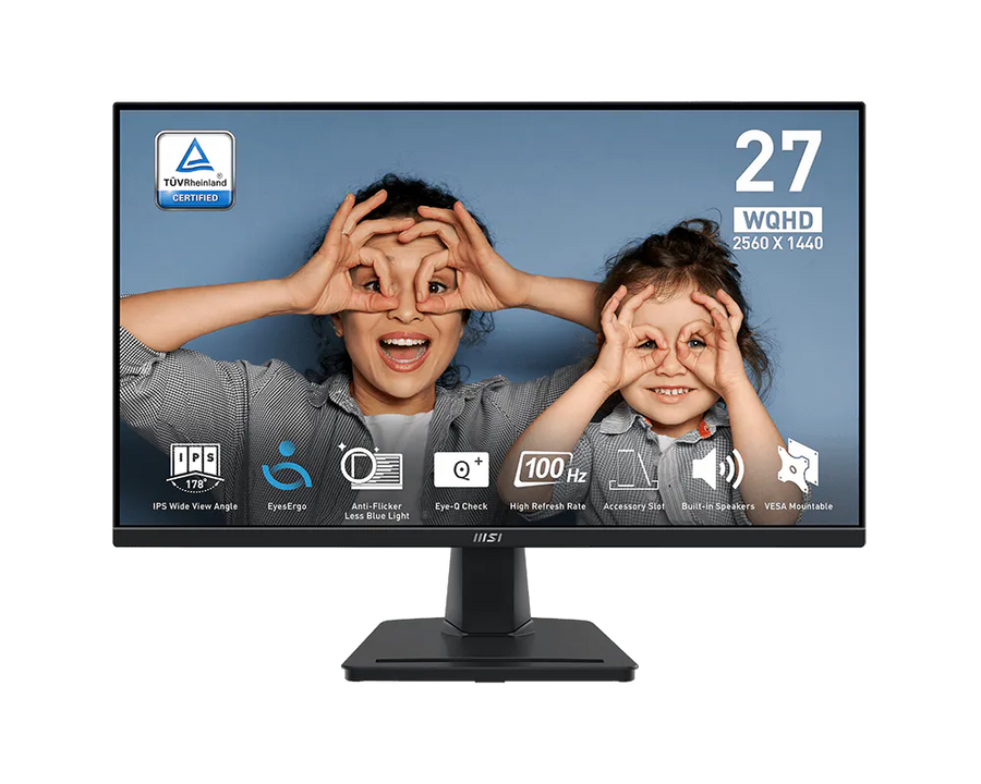 MSI PRO MP275Q 27" WQHD Office Monitor | 2560x1440 · 100Hz | IPS · 1ms MPRT / 4ms GTG | Adaptive-Sync · Built-in Speaker