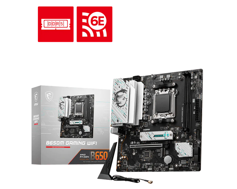 MSI B650M GAMING WIFI Micro-ATX Motherboard | AMD B650 · Socket AM5 | 2x DDR5 · up to 128GB · 7800+MHz OC | 2x M.2 PCIe 