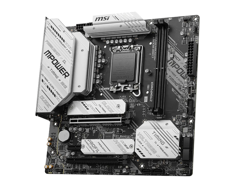 MSI Z790MPOWER | Intel LGA 1700 Micro-ATX Overclocking Motherboard | DDR5 8000+ MT/s | Dual DIMM | PCIe 5.0 | WiFi 6E | EZ Dashboard | For Intel 12th/13th/14th Gen