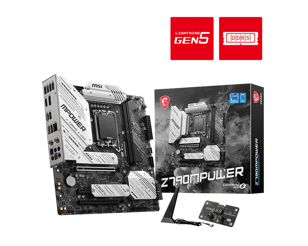 MSI Z790MPOWER | Intel LGA 1700 Micro-ATX Overclocking Motherboard | DDR5 8000+ MT/s | Dual DIMM | PCIe 5.0 | WiFi 6E | EZ Dashboard | For Intel 12th/13th/14th Gen