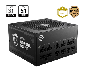 MSI MAG A850GL PCIE5 Fully Modular Gaming Power Supply 850W Black | 80+ Gold + Cybenetics Gold | ATX 3.1 + PCIe 5.1 | Native Dual-Color 12V-2x6 Cable | Compact 140mm | 120mm FDB Fan | 2x Power Excursion | 3x GPU Excursion | NVIDIA RTX 50 Ready