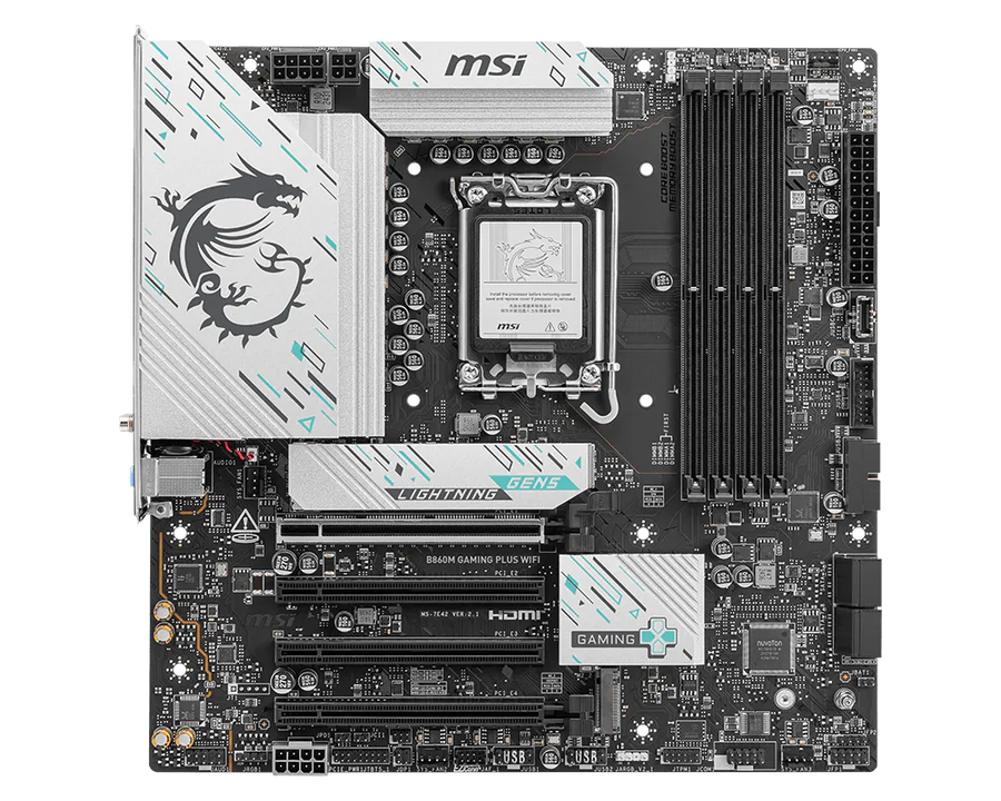 MSI B860M GAMING PLUS WIFI Motherboard | Intel LGA 1851 · B860 Chipset | Micro-ATX | 4x DDR5 up to 256GB · 8800+ MT/s (O