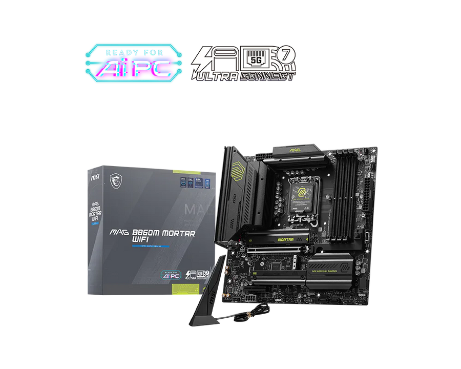 MSI MAG B860M MORTAR WIFI Motherboard | Intel LGA 1851 · B860 Chipset | Micro-ATX | 4x DDR5 up to 256GB · 9200+ MT/s (OC