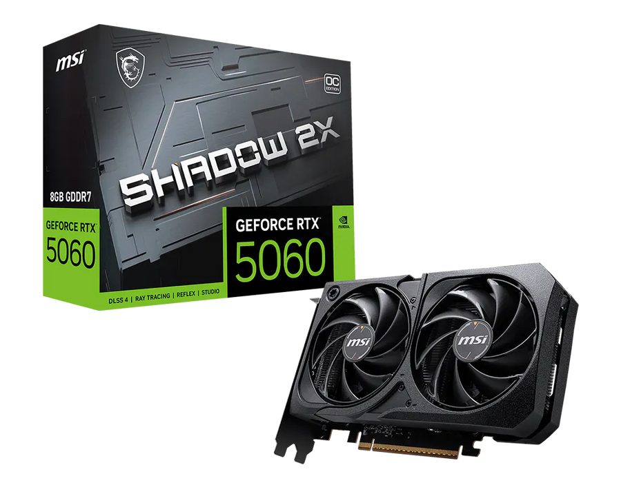 MSI GeForce RTX 5060 8G SHADOW 2X OC Graphics Card | 8GB GDDR7 · 128-bit · 28 Gbps | 3840 CUDA Cores · 2527 MHz Boost | 
