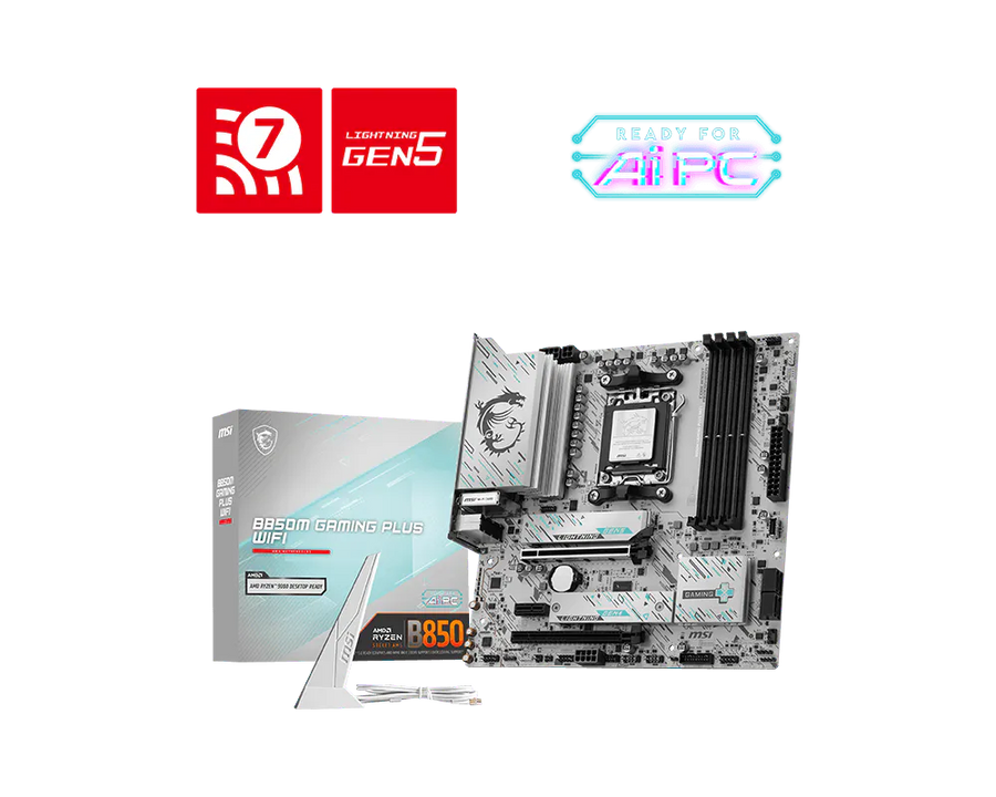 MSI B850M GAMING PLUS WIFI Motherboard | AMD Socket AM5 · B850 Chipset | Micro-ATX | 4x DDR5 up to 256GB · 8200+ MT/s (O