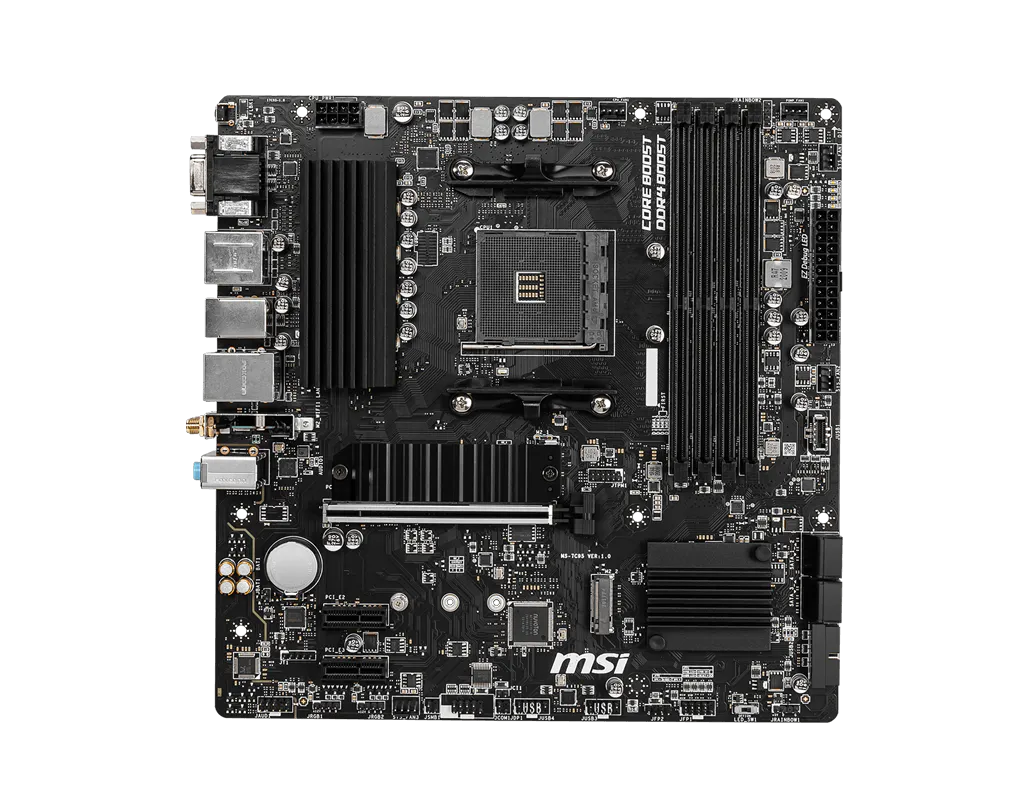 MSI B550M PRO-VDH WIFI Motherboard | AMD Socket AM4 · B550 Chipset | Micro-ATX | 4x DDR4 up to 128GB · 4400MHz (OC) | PCIe 4.0 x16 · Dual M.2 | Wi-Fi 5 · Bluetooth 4.2 · Gigabit LAN | VGA · HDMI · DisplayPort
