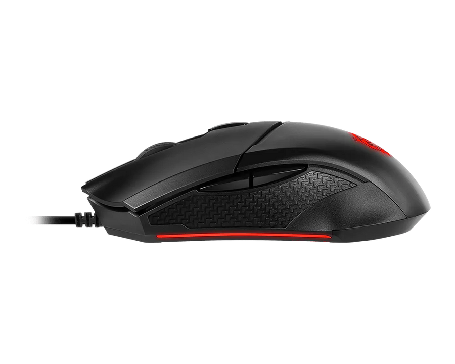 MSI Clutch GM08 Gaming Mouse | PixArt PAW-3519 · Up to 4200 DPI | 6 Buttons · 1000 Hz / 1 ms | 92 g · Adjustable Weights