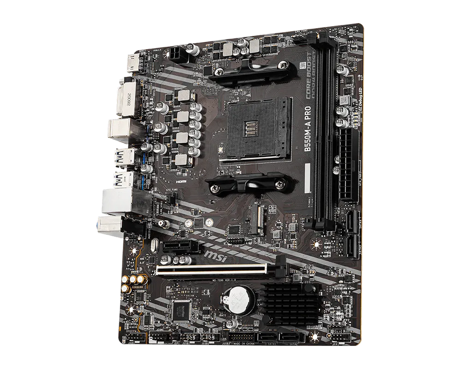 MSI B550M-A PRO Motherboard | AMD Socket AM4 · B550 Chipset | Micro-ATX | 2x DDR4 up to 64GB · 4600MHz (OC) | PCIe 4.0 x