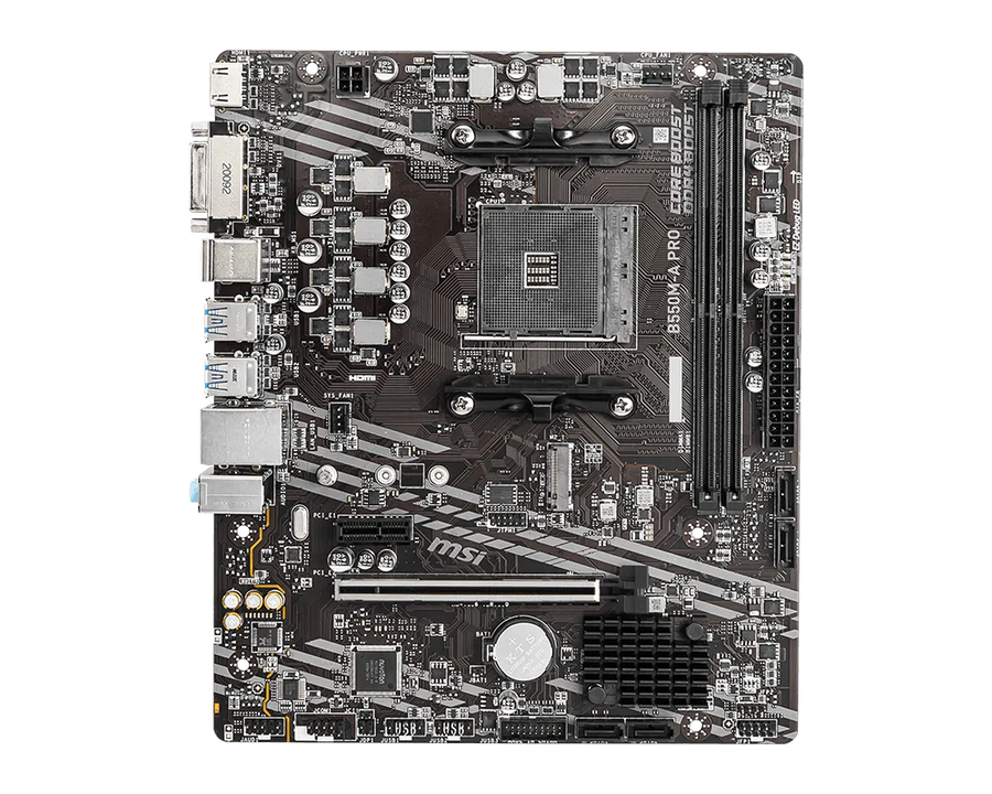 MSI B550M-A PRO Motherboard | AMD Socket AM4 · B550 Chipset | Micro-ATX | 2x DDR4 up to 64GB · 4600MHz (OC) | PCIe 4.0 x