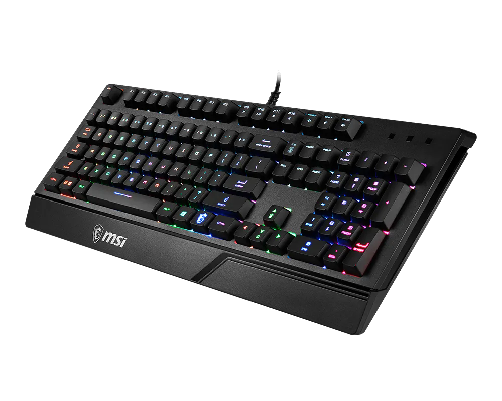 MSI Vigor GK20 Gaming Keyboard | Membrane | Multi-Colour Backlight · 3 Modes | 12-Key Anti-Ghosting | Water-Repellent · Ergonomic Keycaps | Black