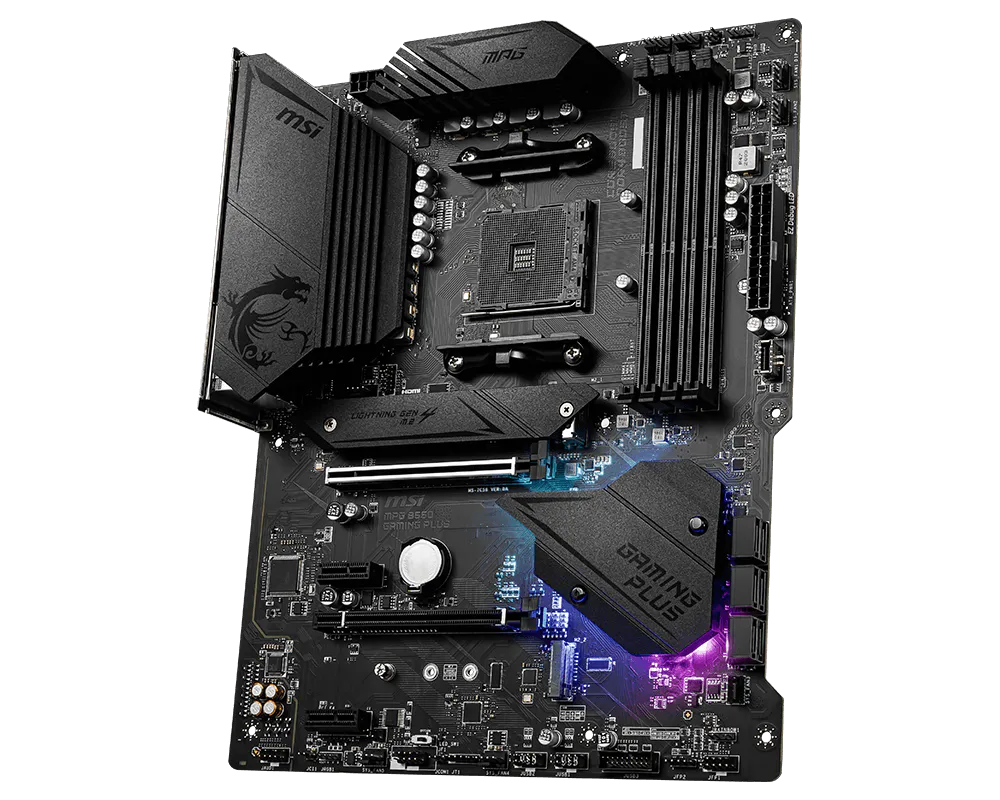 MSI MPG B550 Gaming Plus | AMD AM4 ATX Motherboard | DDR4 4400+ | PCIe 4.0 | Dual M.2 with Shield Frozr | 2.5G LAN | USB 3.2 Gen 2 | Mystic Light RGB | For Ryzen 3000/4000/5000 Series