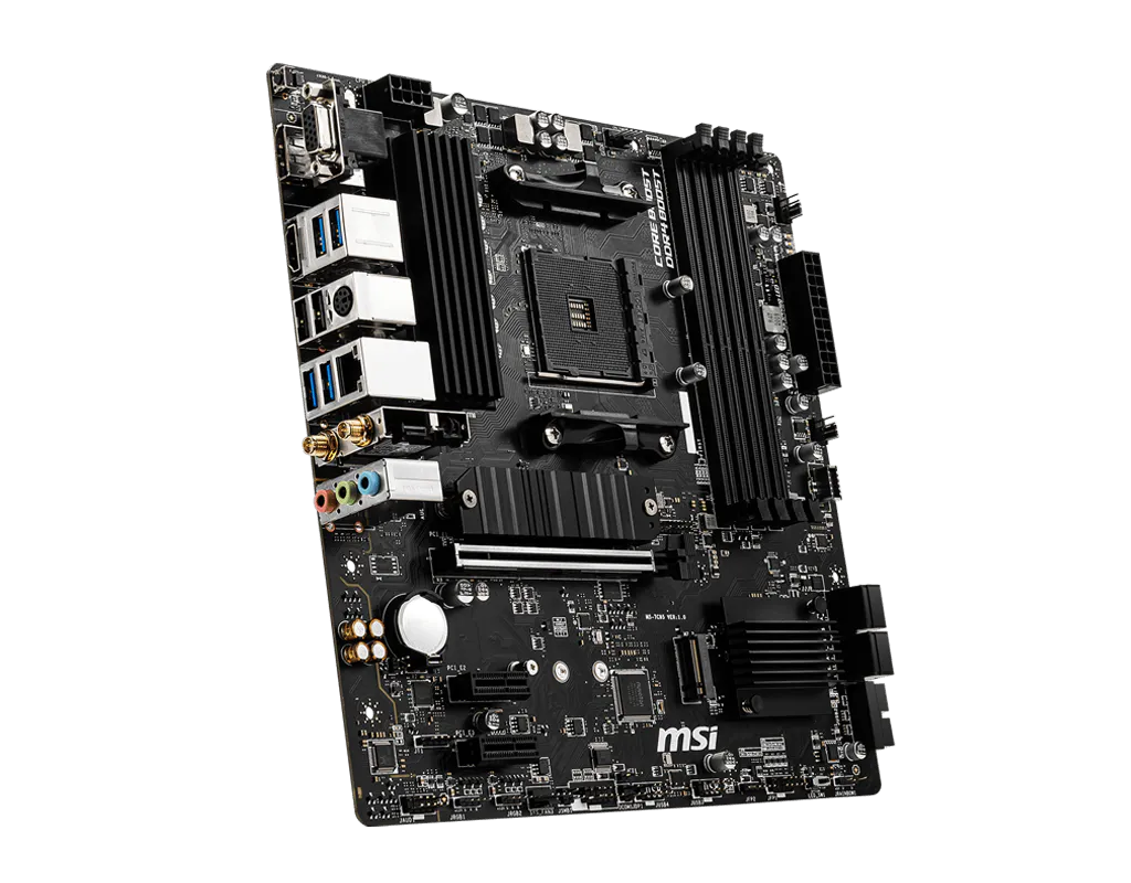 MSI B550M PRO-VDH WIFI Motherboard | AMD Socket AM4 · B550 Chipset | Micro-ATX | 4x DDR4 up to 128GB · 4400MHz (OC) | PCIe 4.0 x16 · Dual M.2 | Wi-Fi 5 · Bluetooth 4.2 · Gigabit LAN | VGA · HDMI · DisplayPort