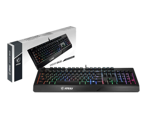 MSI Vigor GK20 Gaming Keyboard | Membrane | Multi-Colour Backlight · 3 Modes | 12-Key Anti-Ghosting | Water-Repellent · Ergonomic Keycaps | Black