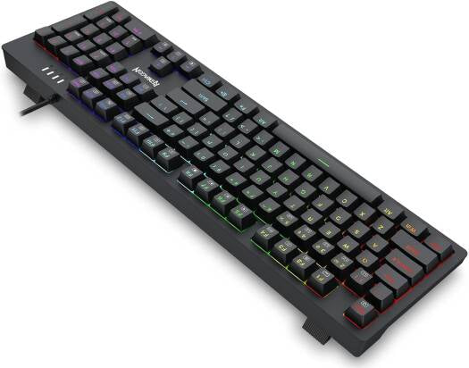 Redragon K679 Singed RGB Mechanical Gaming Keyboard | 104 Keys · Full-Size | Blue Clicky Switches · Hot-Swappable Sockets | RGB · 18 Modes | N-Key Rollover · Sound-Absorbing Foam | Black