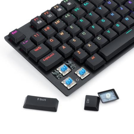 Redragon K607 APS Low-Profile Mechanical Gaming Keyboard | 87 Keys · TKL | Blue Switches | RGB LED Backlight | Full-Key Anti-Ghosting | Spill-Resistant | Wired USB | Black