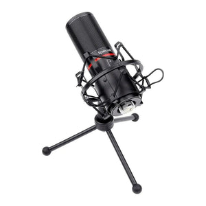 Redragon GM300 Gaming Stream Microphone | 16mm Condenser Capsule | Cardioid Unidirectional Pickup | 20Hz-20kHz | -45±3dB Sensitivity | ≤2.2kΩ Impedance | USB | Custom Colour LED Ring | Tripod & Windscreen