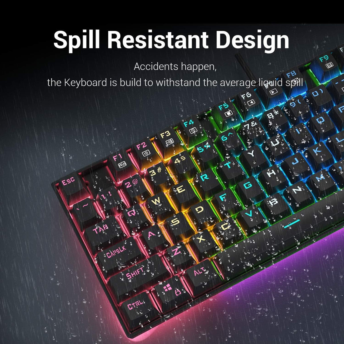 Redragon K552E Kumara Elite Mechanical Gaming Keyboard | 87 Keys · TKL | Black Switches | Rainbow LED Backlight | Metal · ABS Frame | Anti-Ghosting · N-Key Rollover | Wired USB · 1.8 m | Black