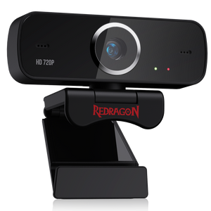 Redragon GW600 720p Webcam | 720p HD | Fix-Focus with Light Correction | Dual MEMS Stereo Microphones | USB 2.0 Plug & Play | 360-Degree Horizontal / 90-Degree Vertical Rotation | Rotatable Clip Mount | Windows & Mac
