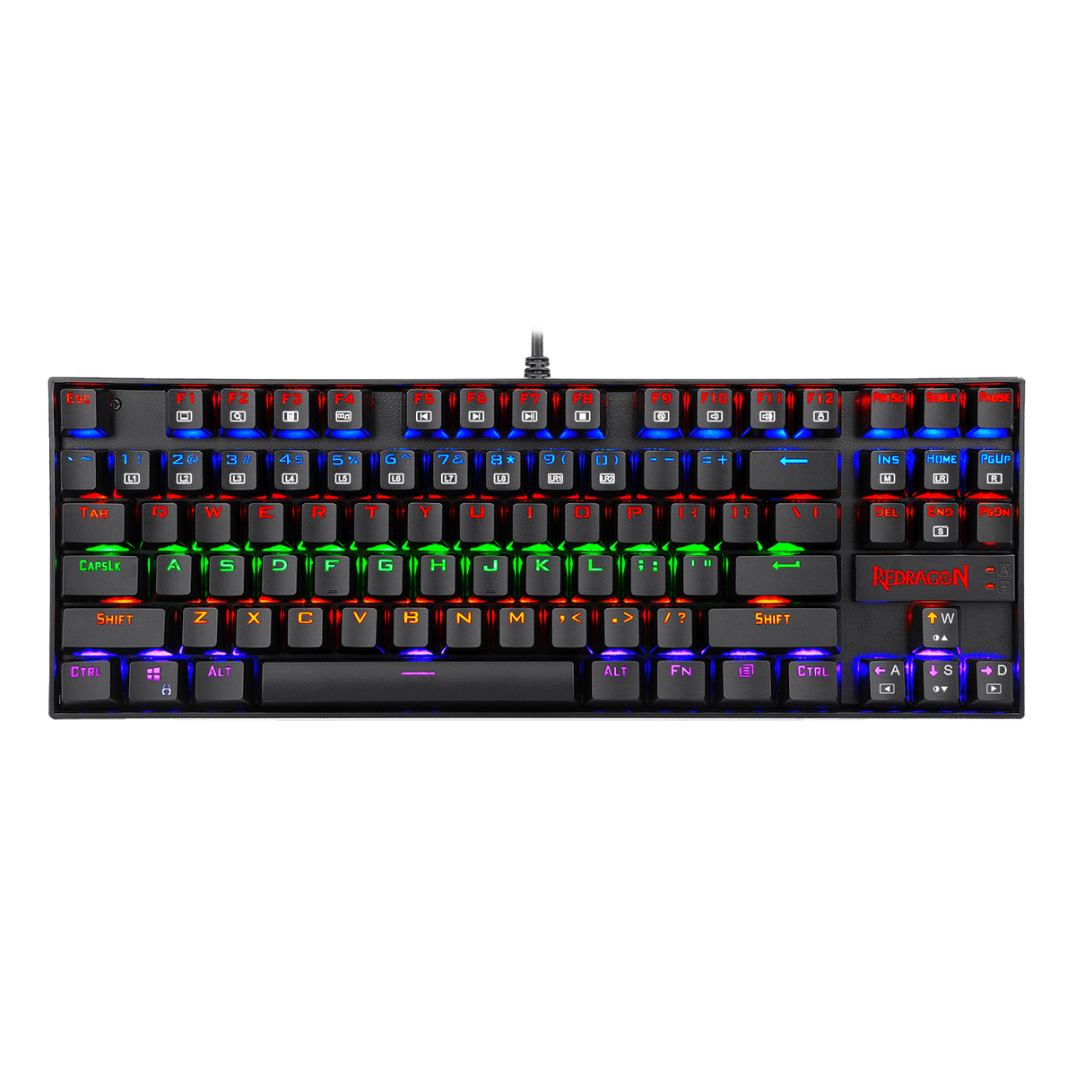 Redragon K552 Kumara TKL Mechanical Gaming Keyboard | 87 Keys | Outemu Red Linear Switches (40g, 2.0mm, 50M) | Hot-Swappable | Rainbow LED · 19 Modes | Metal-Alloy & ABS | 100% Anti-Ghosting | Splash-Proof | 0.88 kg