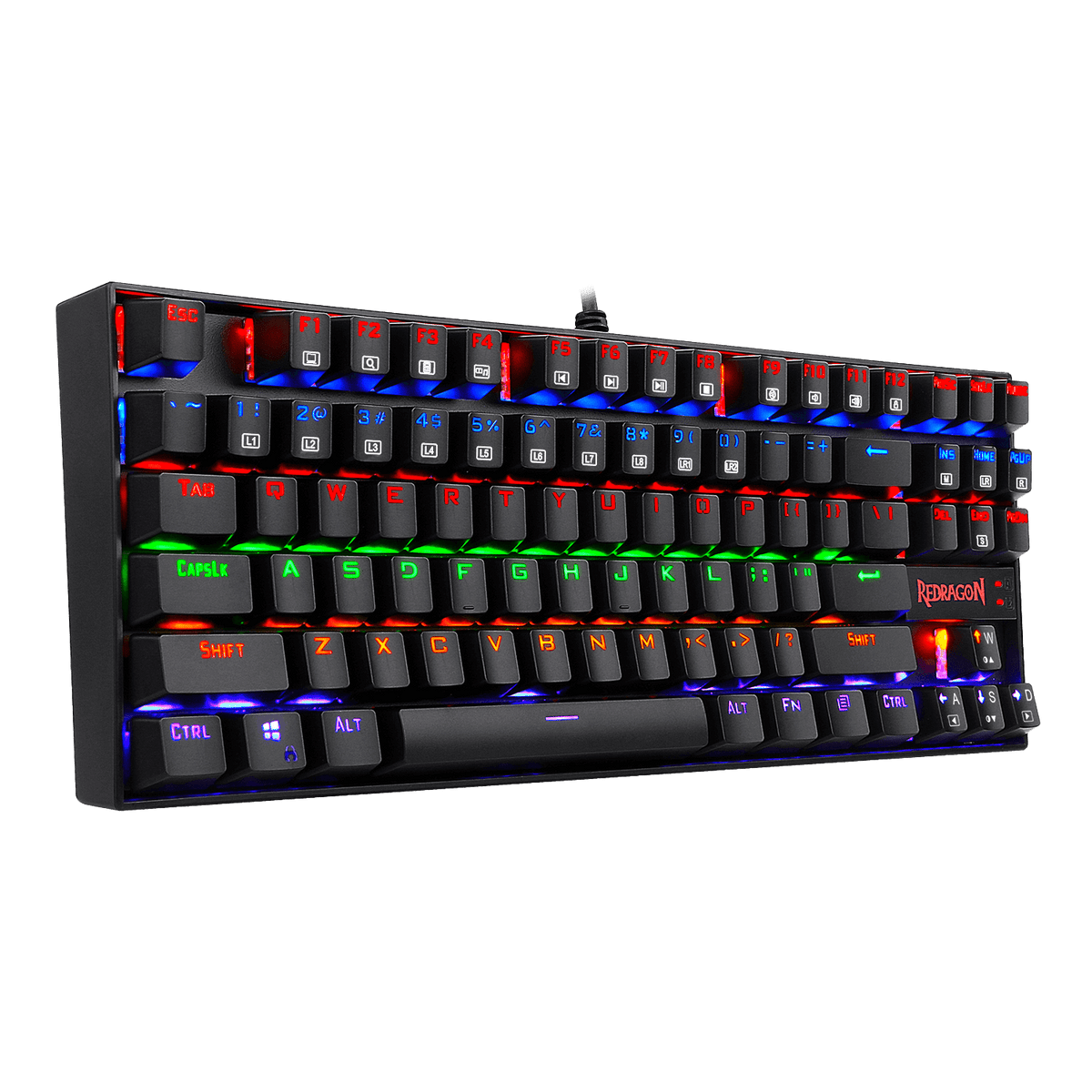 Redragon K552 Kumara Mechanical Gaming Keyboard | 87 Keys · TKL | Outemu Brown Switches | RGB · 19 Lighting Modes | Double-Shot Keycaps | Metal Alloy · ABS Frame | Wired USB · 1.8 m | Black