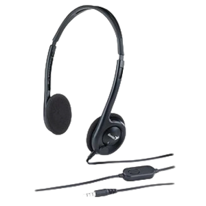 Genius HS-M200C Lightweight PC Headset | Single 3.5mm Jack · 1.8m Cable | 20Hz–20kHz · 32Ω · 105dB | Boom Microphone · 57g | Black